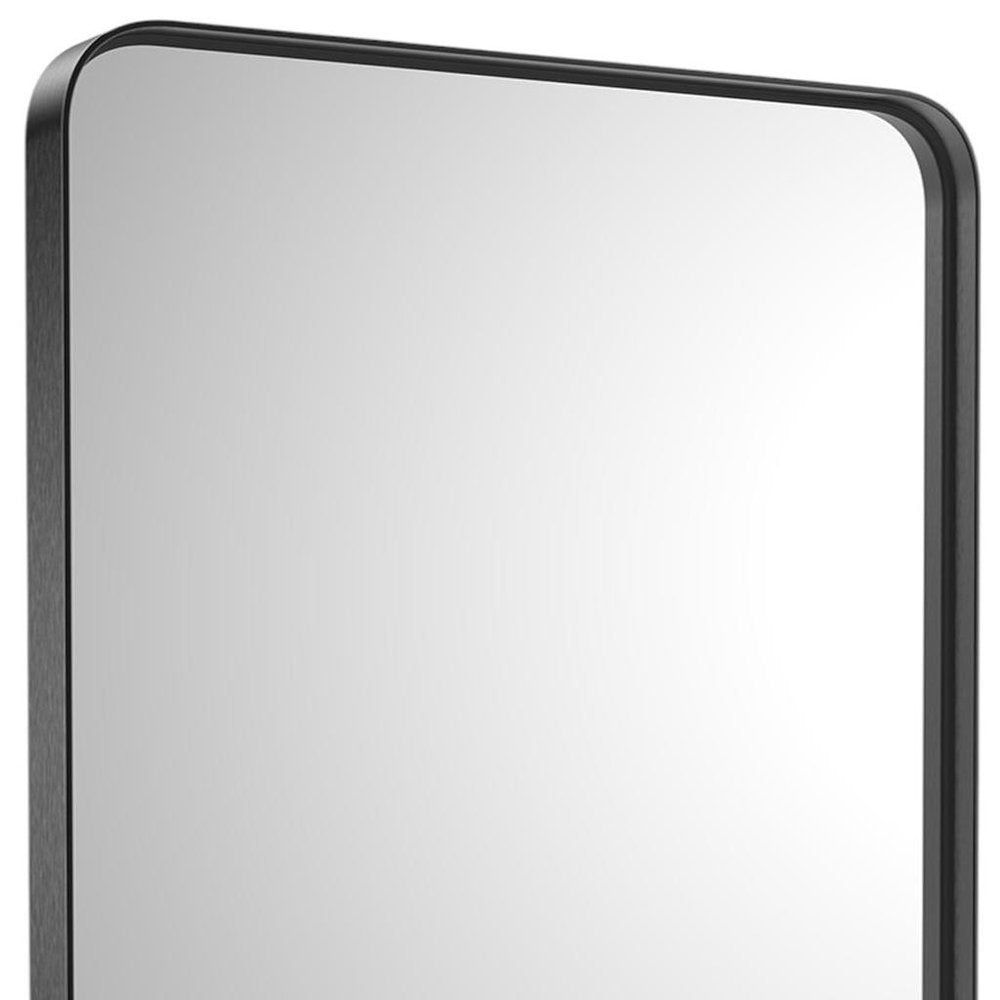 Black Metal Floating Framed Bathroom Vanity Mirror - 39-inch