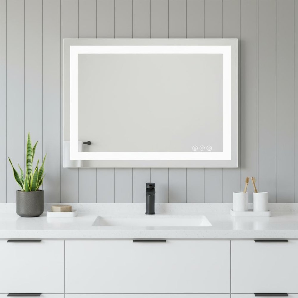 Clear Lighted Frameless Bathroom Vanity Mirror - 20-inch
