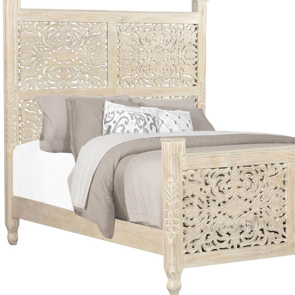 Three Piece White Solid Wood Bedroom Set