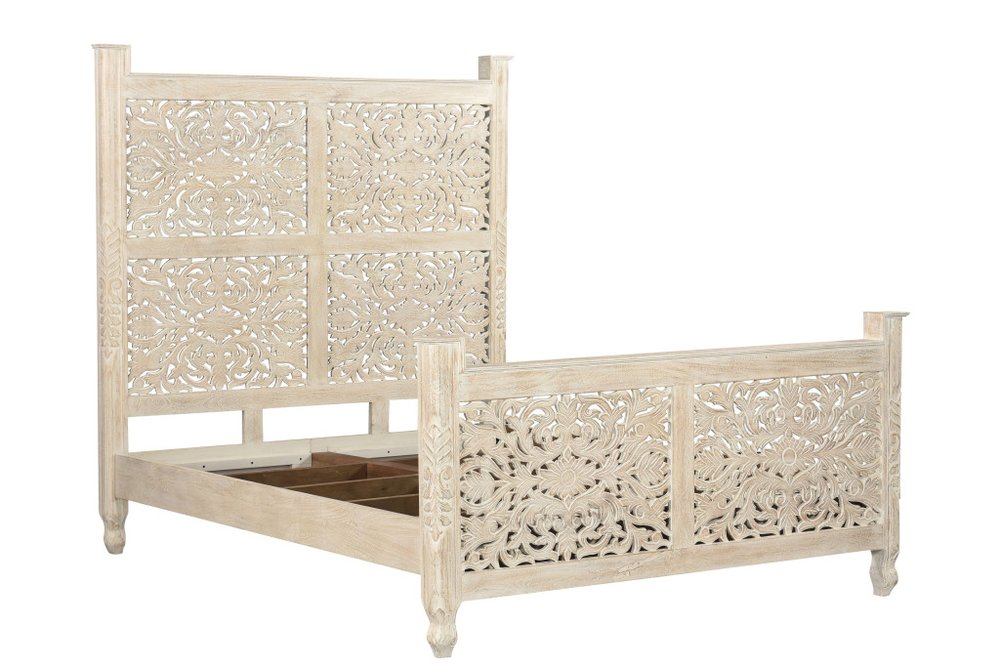 Three Piece White Solid Wood Bedroom Set
