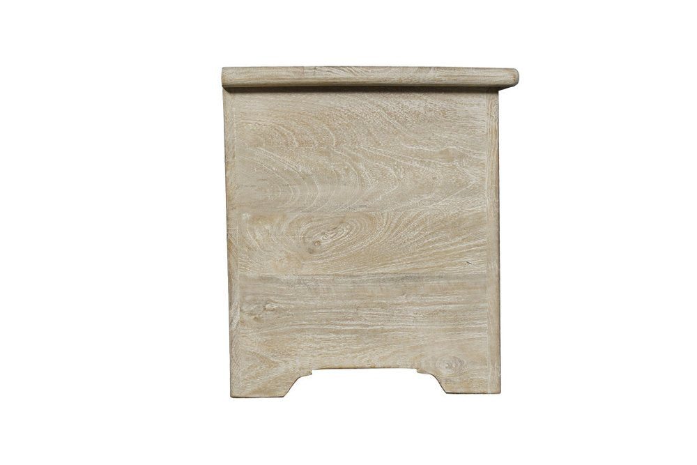 Gray Distressed Solid Wood Carved Floral Storage Ottoman - 52-inch