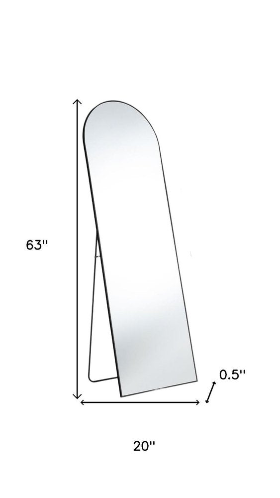 Black Metal Arch Freestanding and Wall Mount Framed Full Length Mirror - 63-inch