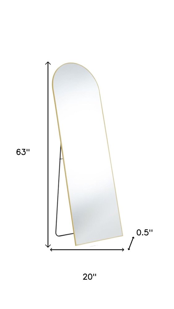 Gold Metal Arch Freestanding and Wall Mount Framed Full Length Mirror - 63-inch