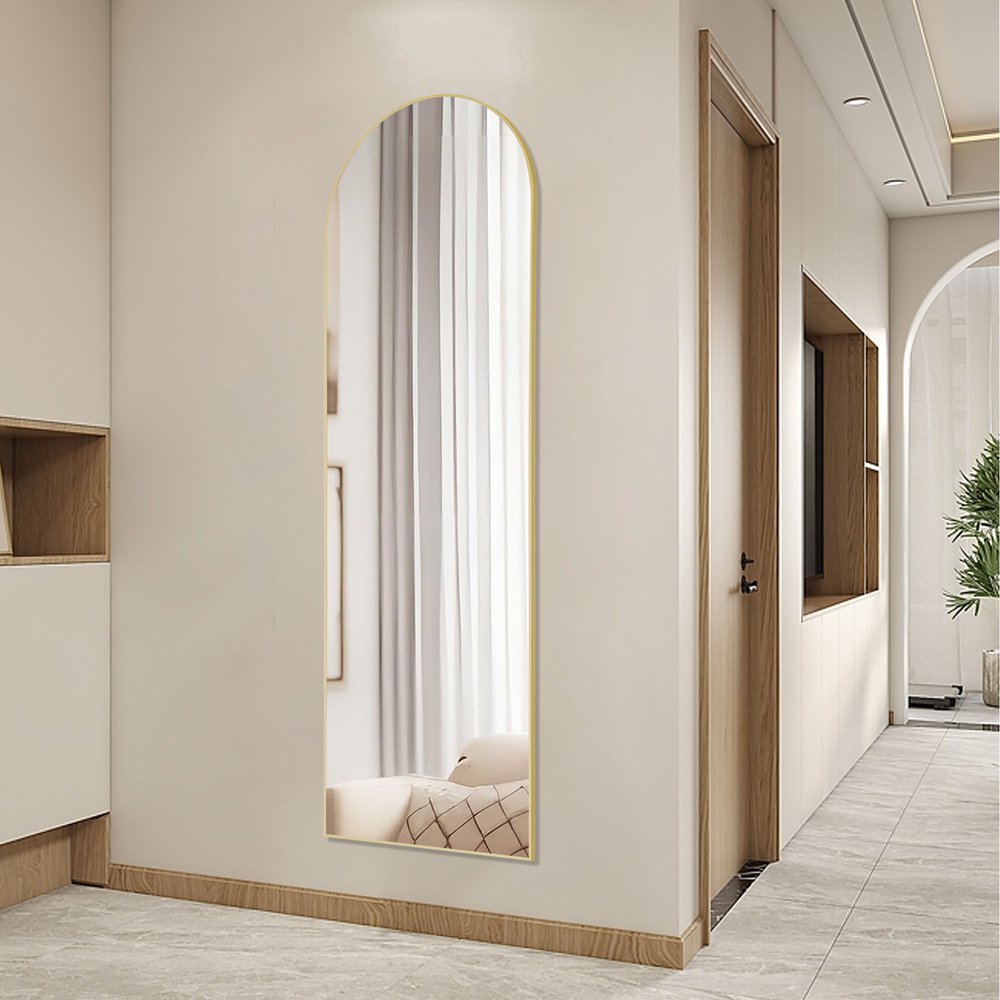 Gold Metal Arch Freestanding and Wall Mount Framed Full Length Mirror - 63-inch
