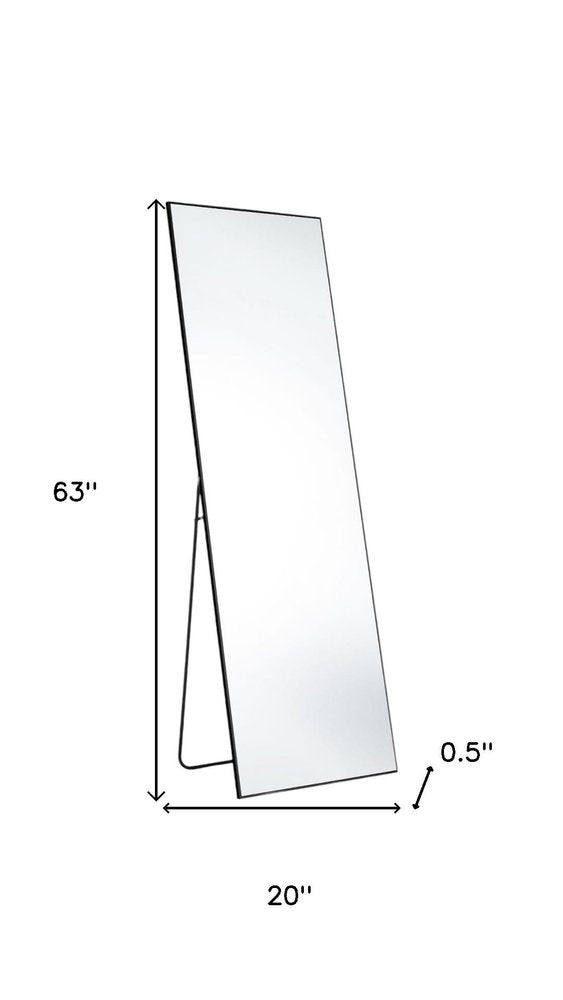 Black Metal Freestanding and Wall Mount Framed Full Length Mirror - 63-inch