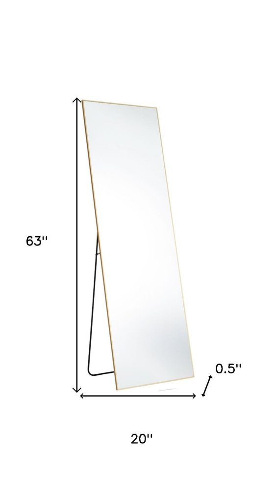 Gold Metal Freestanding and Wall Mount Framed Full Length Mirror - 63-inch