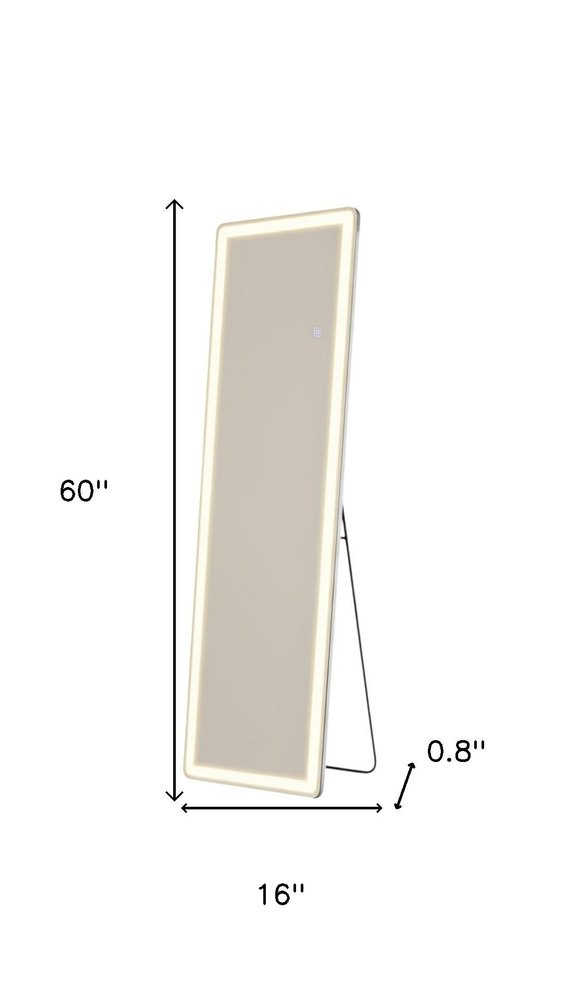 Clear Lighted Freestanding and Wall Mount Frameless Full Length Mirror - 60-inch