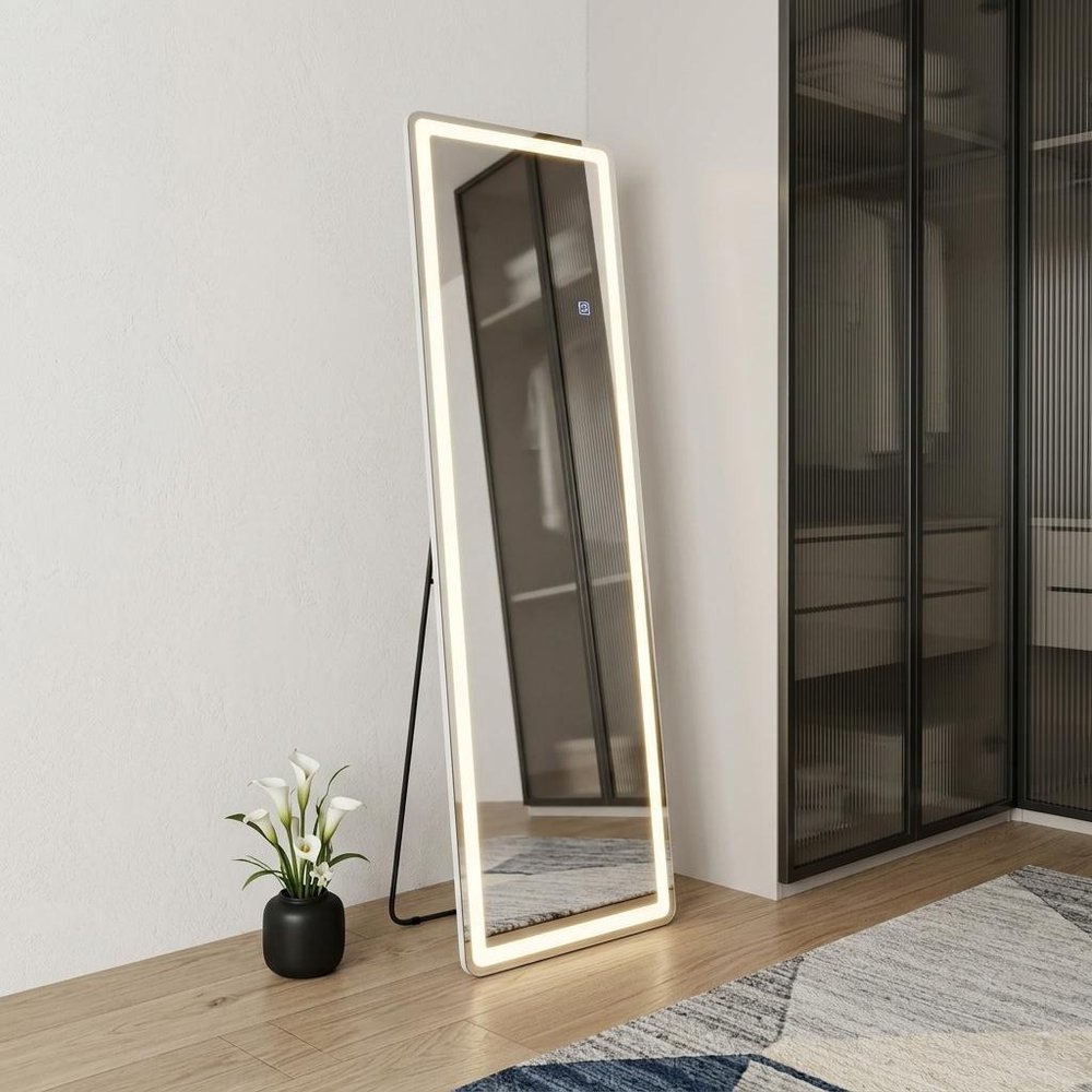 Clear Lighted Freestanding and Wall Mount Frameless Full Length Mirror - 60-inch