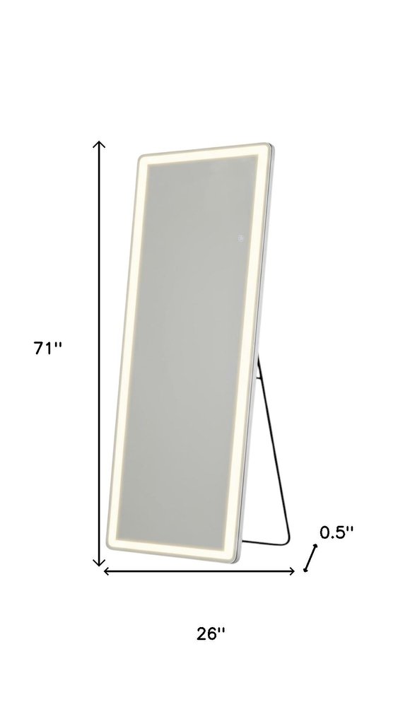 Clear Lighted Freestanding and Wall Mount Frameless Full Length Mirror - 71-inch