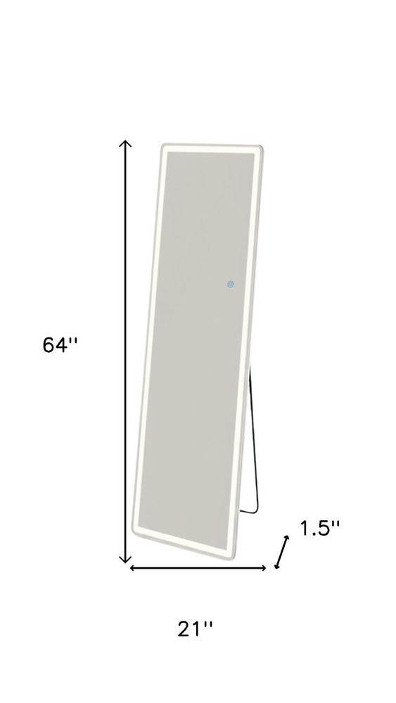 Clear Lighted Freestanding and Wall Mount Frameless Full Length Mirror - 64-inch