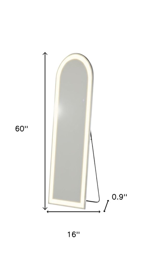 Clear Arch Lighted Freestanding and Wall Mount Frameless Full Length Mirror