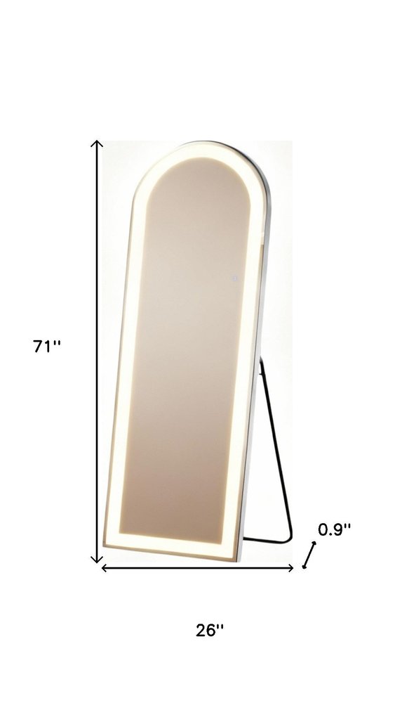 Clear Arch Lighted Freestanding and Wall Mount Frameless Full Length Mirror