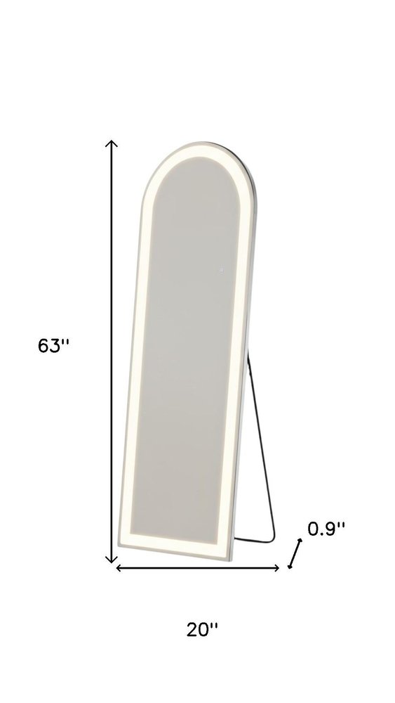Clear Arch Lighted Freestanding and Wall Mount Frameless Full Length Mirror
