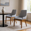 Set of Two Gray and Walnut Solid Wood Dining Parsons Chairs