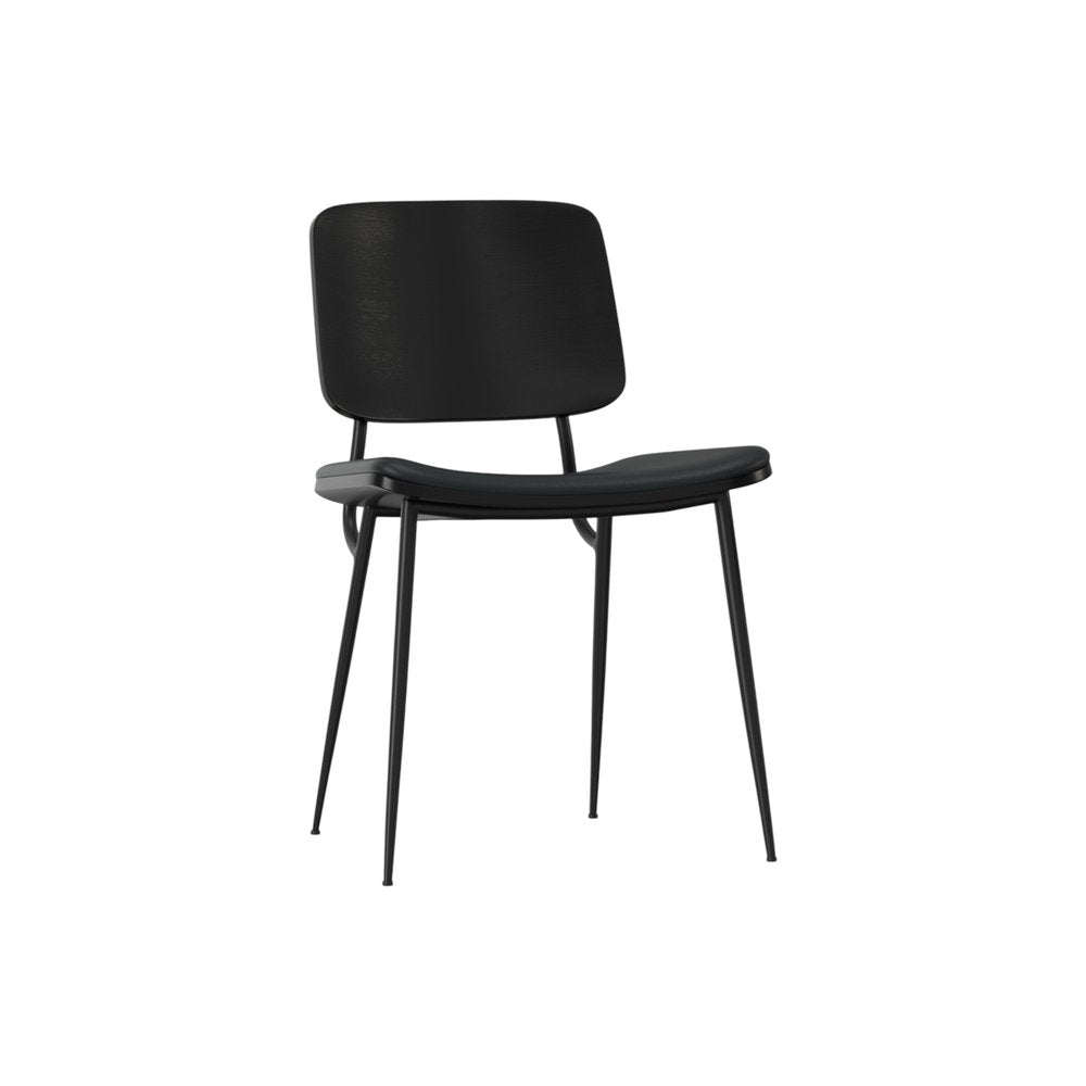 Set of Two Black Solid Wood Dining Parsons Chairs