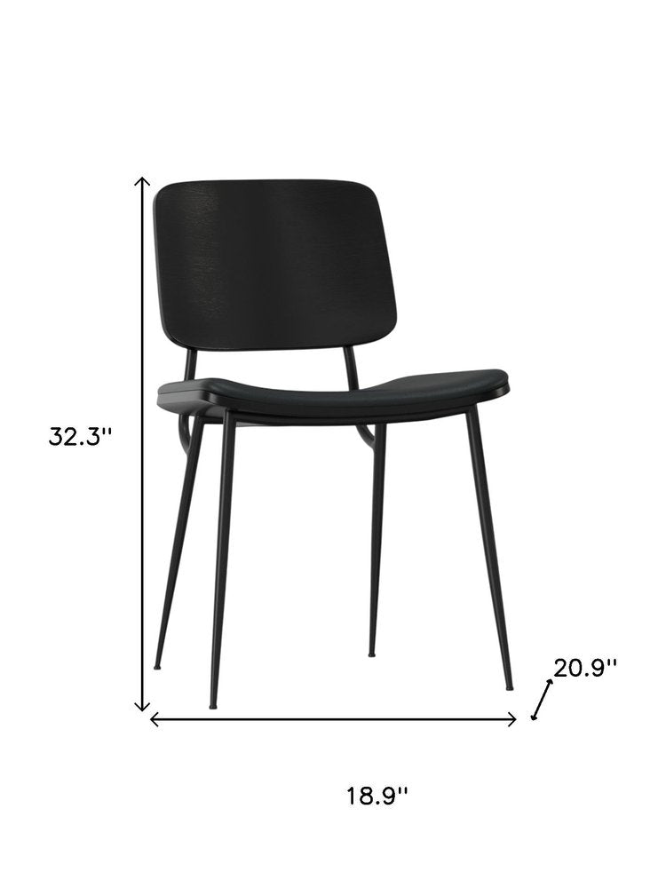 Set of Two Black Solid Wood Dining Parsons Chairs