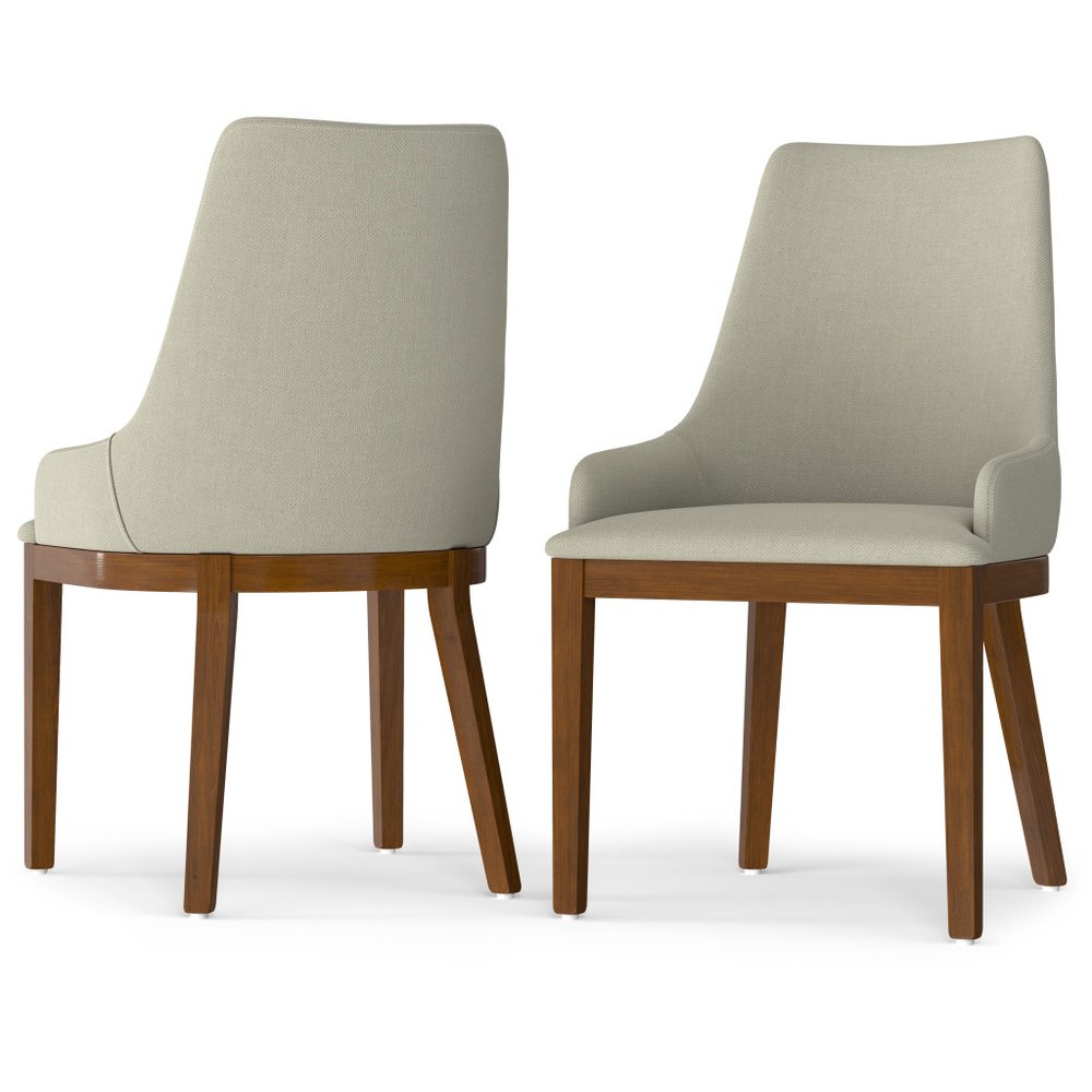 Set of Two Natural and Walnut Solid Wood Dining Parsons Chairs