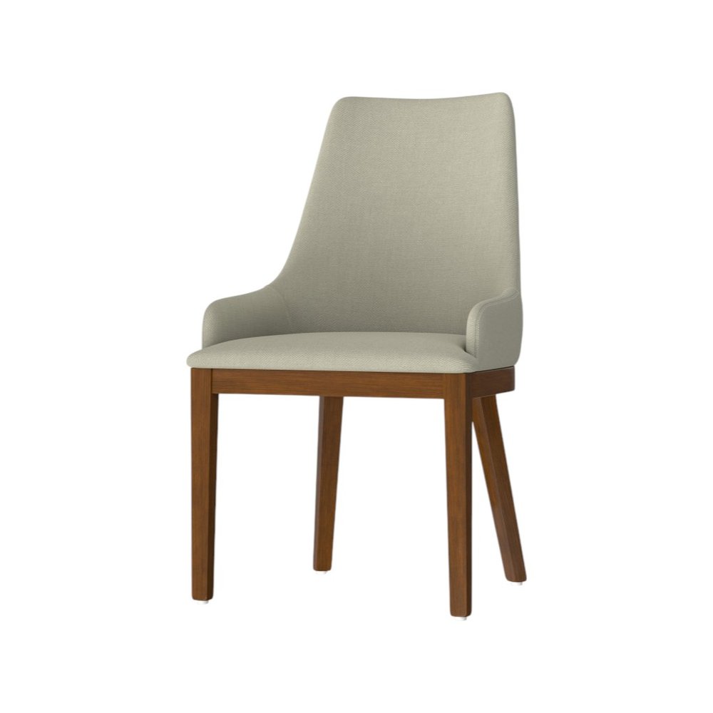 Set of Two Natural and Walnut Solid Wood Dining Parsons Chairs