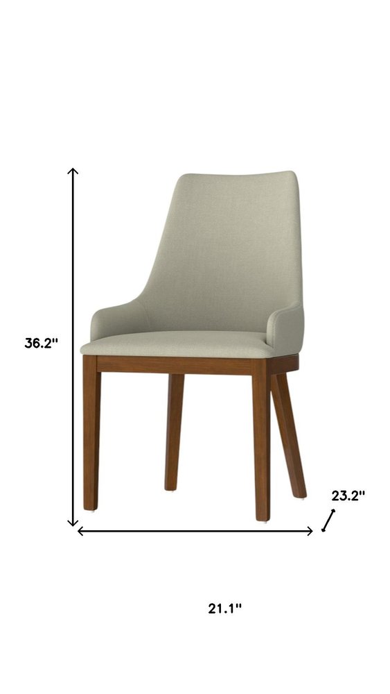 Set of Two Natural and Walnut Solid Wood Dining Parsons Chairs