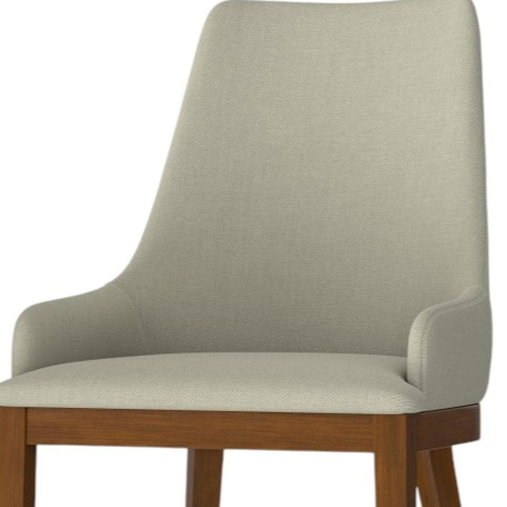 Set of Two Natural and Walnut Solid Wood Dining Parsons Chairs