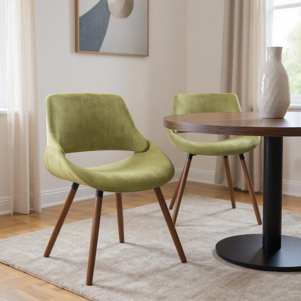 Neon Green and Natural Solid Wood Dining Parsons Chair