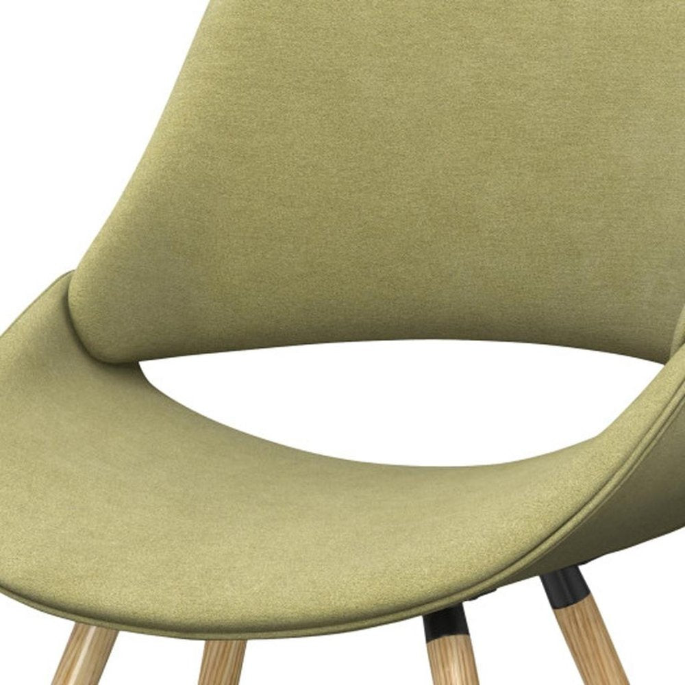 Neon Green and Brown Solid Wood Dining Parsons Chair