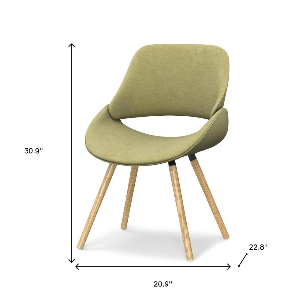 Neon Green and Brown Solid Wood Dining Parsons Chair