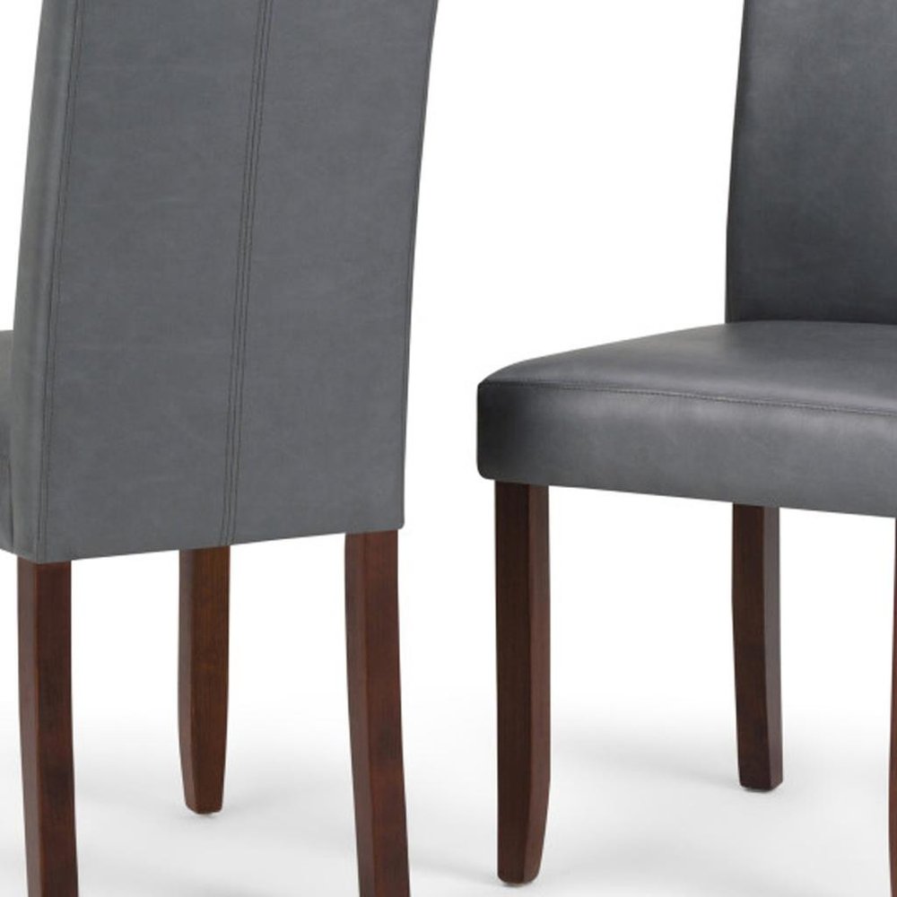 Set of Two Gray and Brown Wood Dining Parsons Chairs
