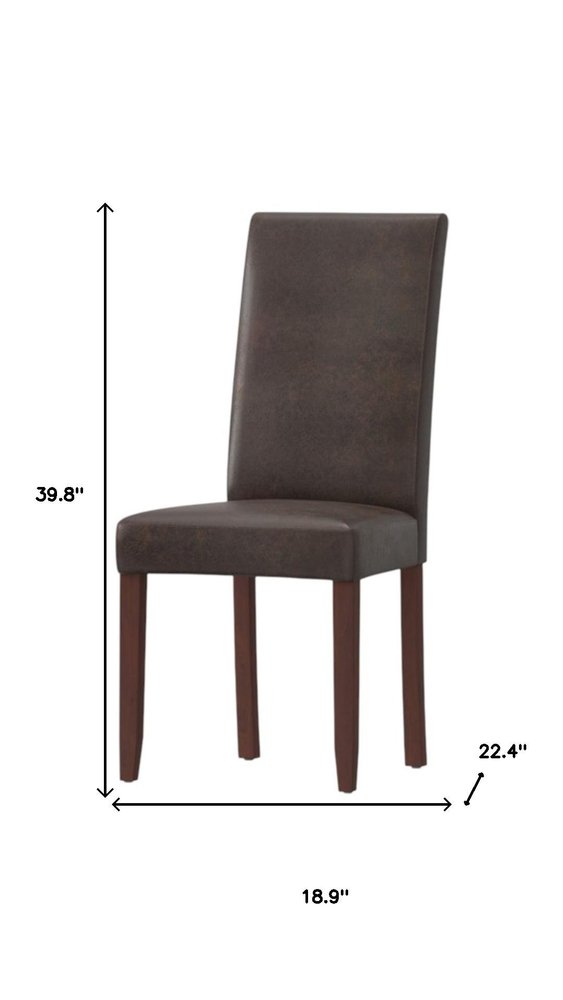 Set of Two Brown Wood Dining Parsons Chairs