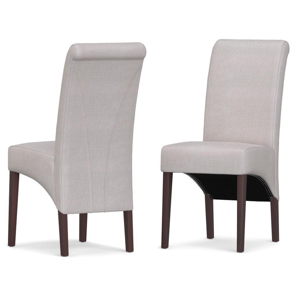 Set of Two Beige and Brown Wood Dining Parsons Chairs
