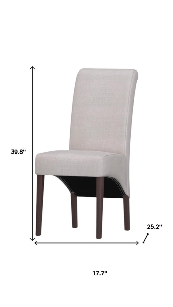 Set of Two Beige and Brown Wood Dining Parsons Chairs