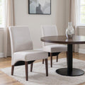 Set of Two Beige and Brown Wood Dining Parsons Chairs