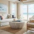 White Solid Wood Round Solid Coffee Table - 34-inch