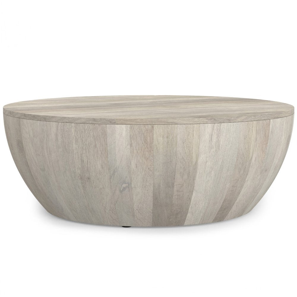 White Solid Wood Round Solid Coffee Table - 34-inch