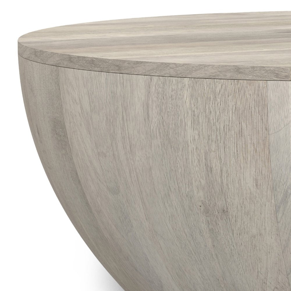 White Solid Wood Round Solid Coffee Table - 34-inch
