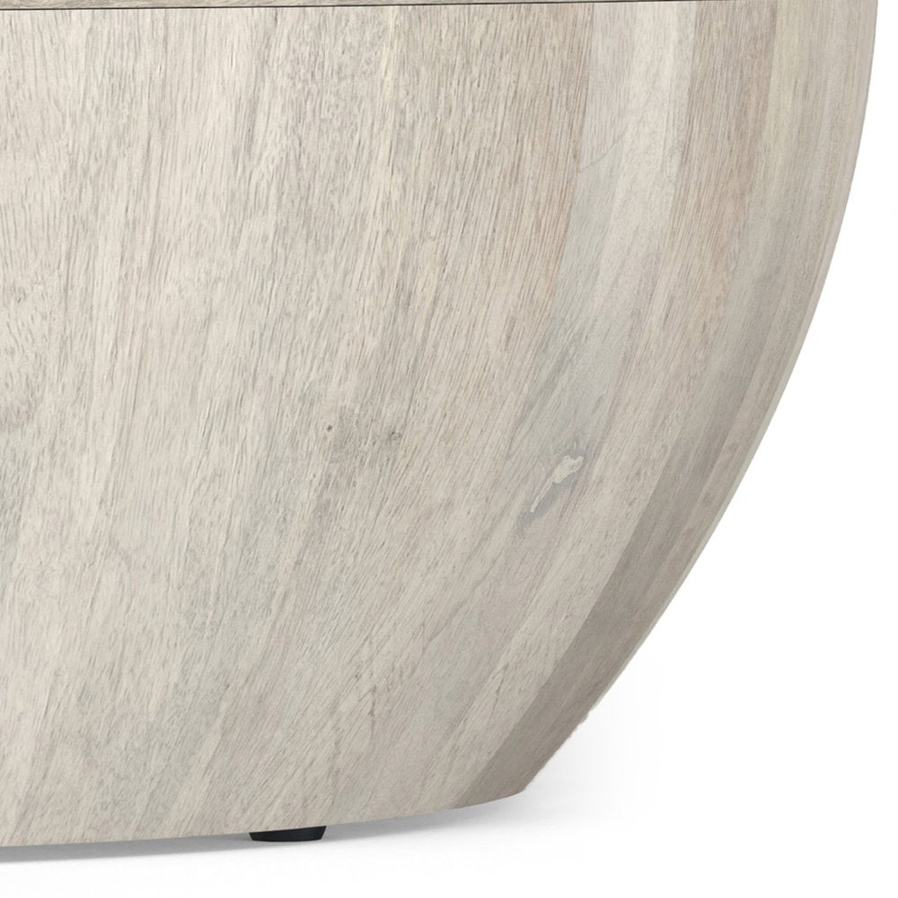 White Solid Wood Round Solid Coffee Table - 34-inch