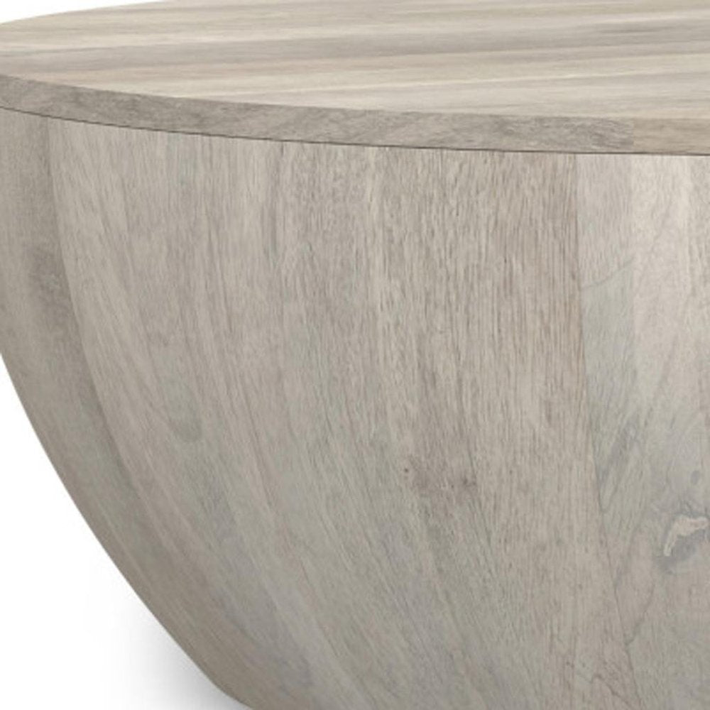 White Solid Wood Round Solid Coffee Table - 34-inch