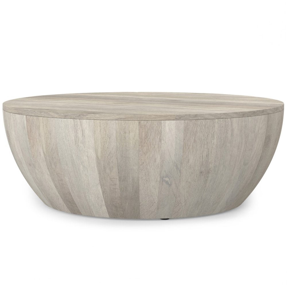 White Solid Wood Round Solid Coffee Table - 34-inch