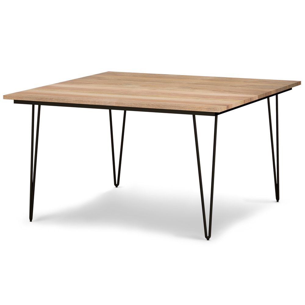 Natural and Black Solid Wood and Steel Square Dining Table - 54-inch