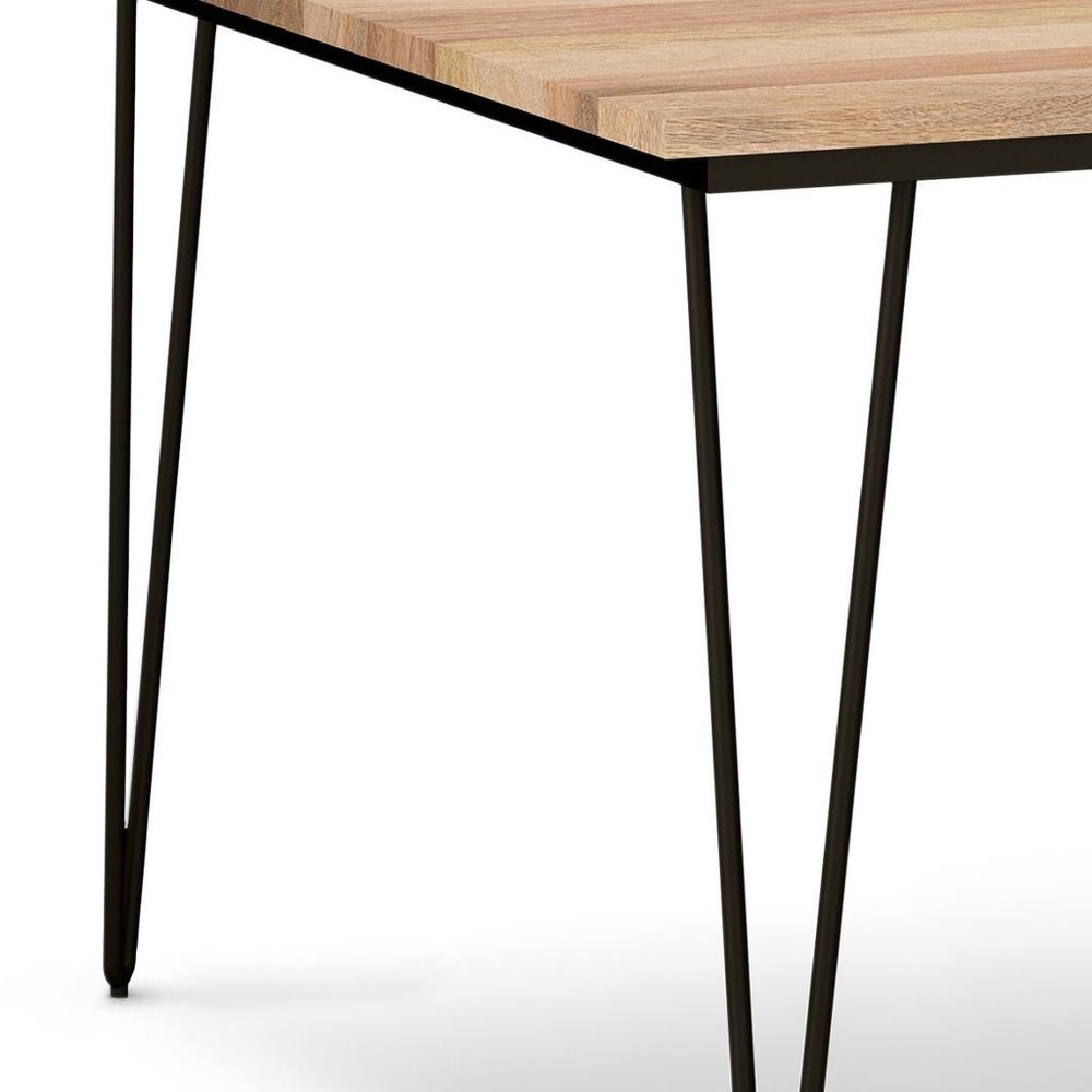 Natural and Black Solid Wood and Steel Square Dining Table - 54-inch