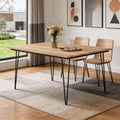 Natural and Black Solid Wood and Steel Square Dining Table - 54-inch