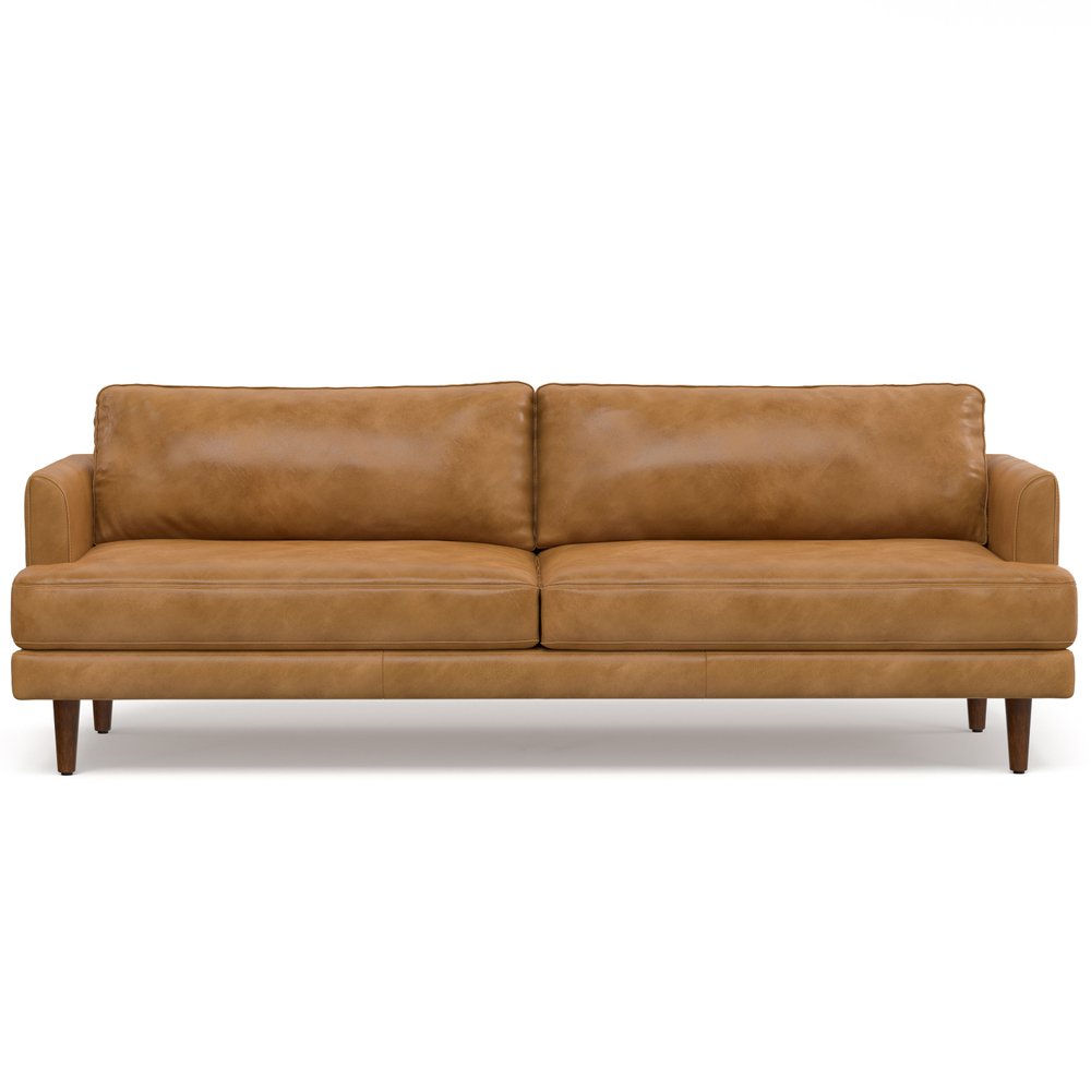 Sienna Leather Sofa with Brown Legs - 90-inch