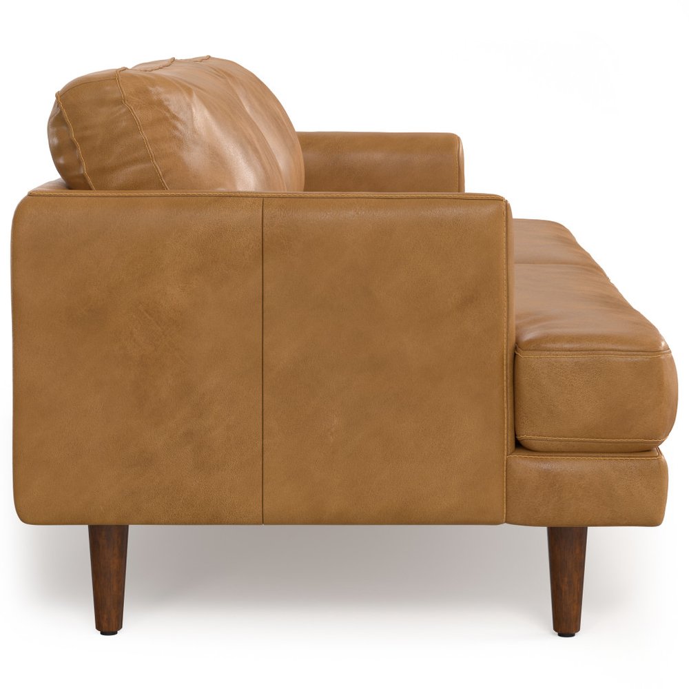 Sienna Leather Sofa with Brown Legs - 90-inch
