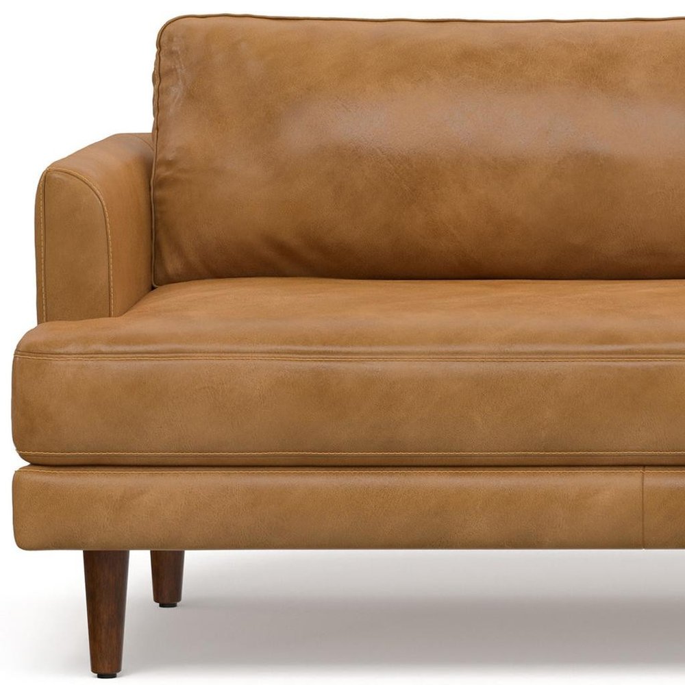 Sienna Leather Sofa with Brown Legs - 90-inch