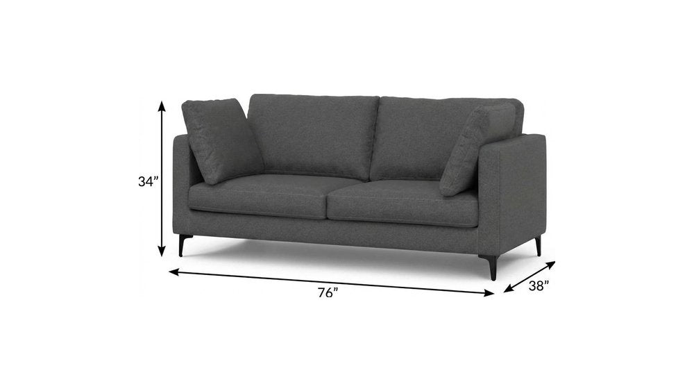 Gray Fabric Sofa with Black Legs - 76-inch