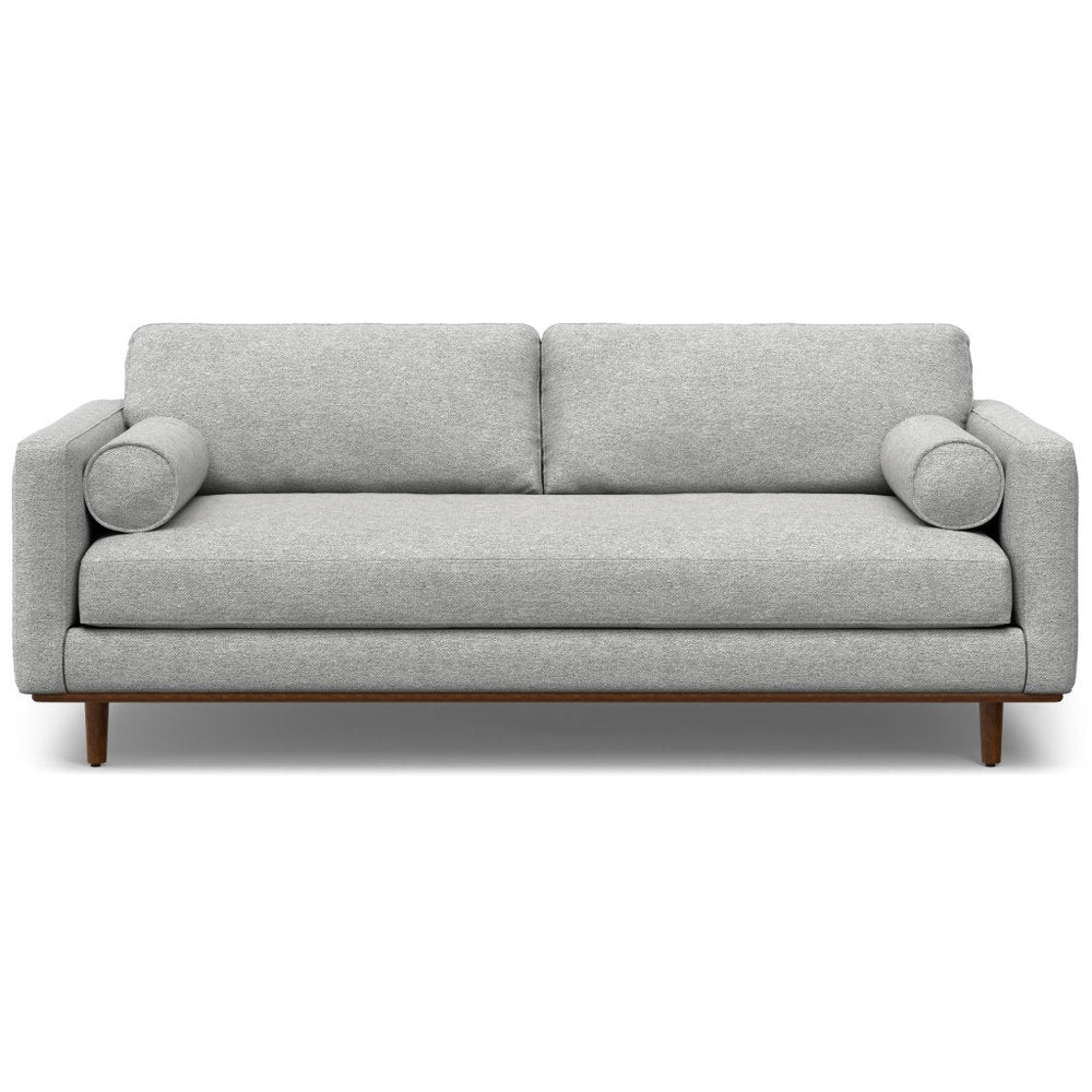 Gray Fabric Sofa with Brown Legs - 89-inch