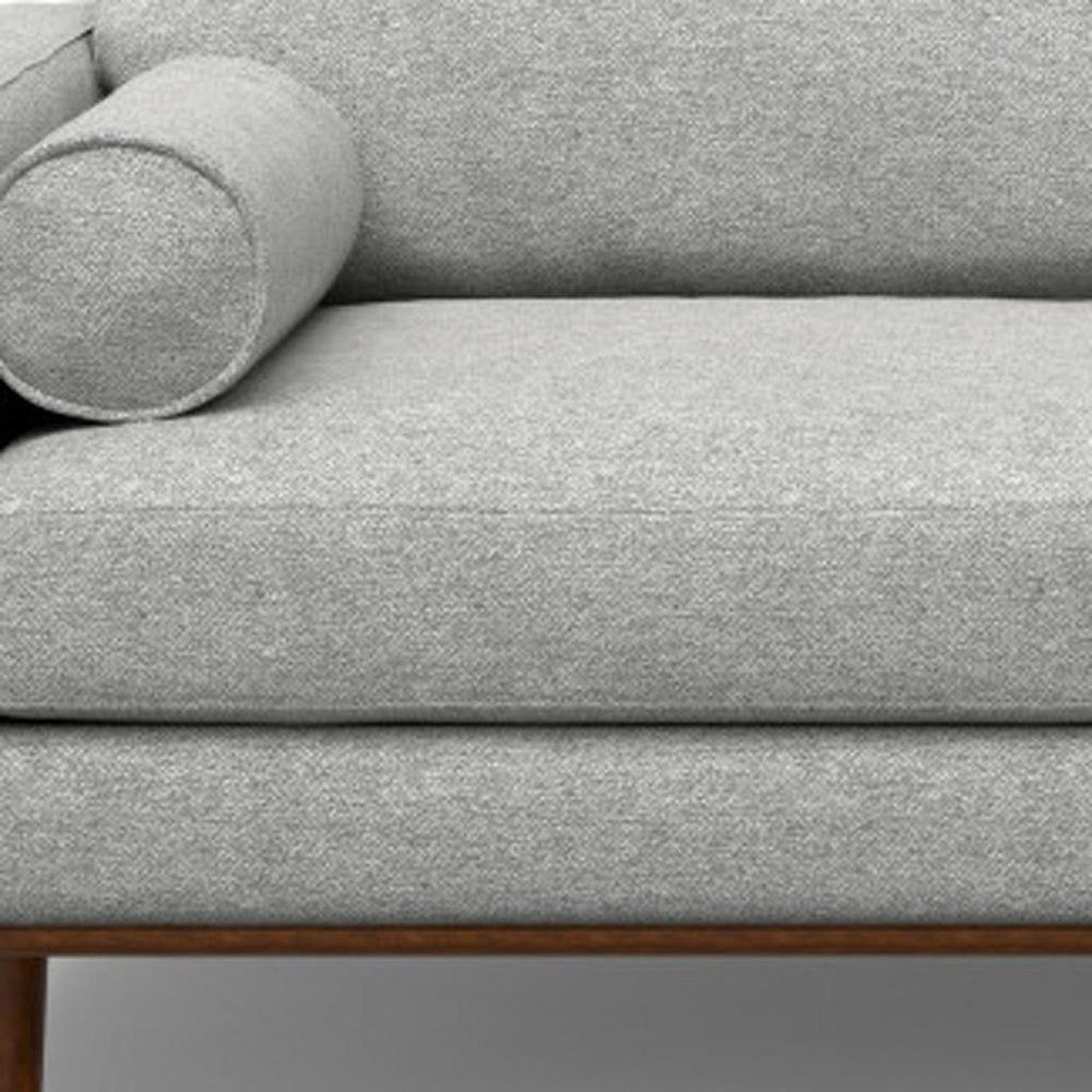 Gray Fabric Sofa with Brown Legs - 89-inch