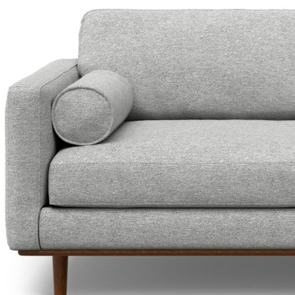 Gray Fabric Sofa with Brown Legs - 89-inch