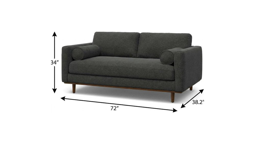 Gray Fabric Sofa with Brown Legs - 72-inch