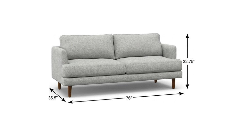 Gray Fabric Sofa with Brown Legs - 76-inch